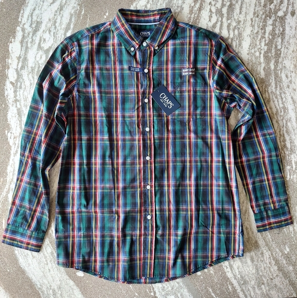 Chap Men's Easy Care Long Sleeve Woven Shirt New Size Medium - Picture 2 of 2